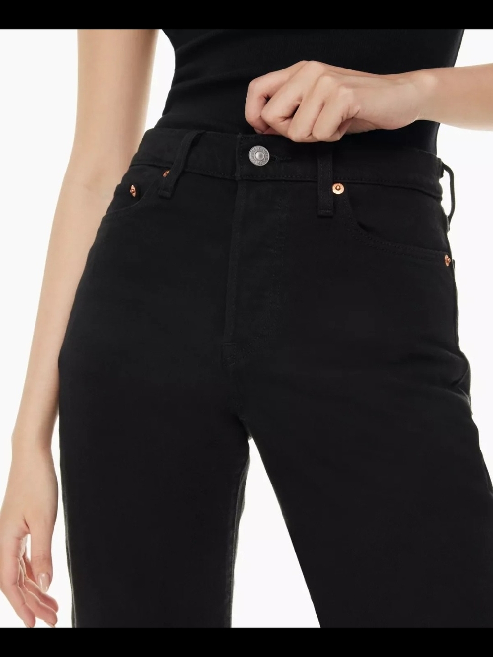 Levi's Premium High Rise 501 Exposed Button Fly Straight Leg Jeans Black W27 L26